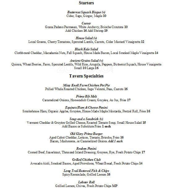 Marsh Tavern @ Equinox Menu, Menu for Marsh Tavern @ Equinox ...