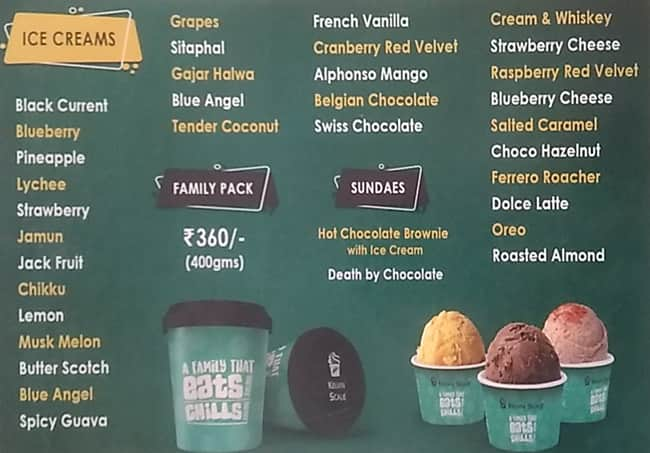 Menu at Kelvin Scale - Natural Ice Creams And Waffle, Visakhapatnam