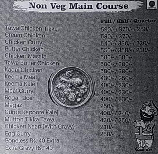 Punnu Biryani menu