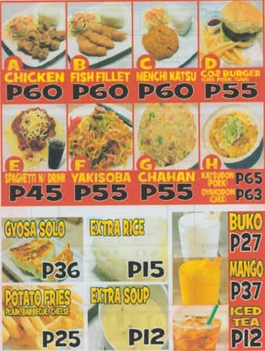 Menu at CO2 Restaurant, Manila, Senator Gil Puyat Avenue