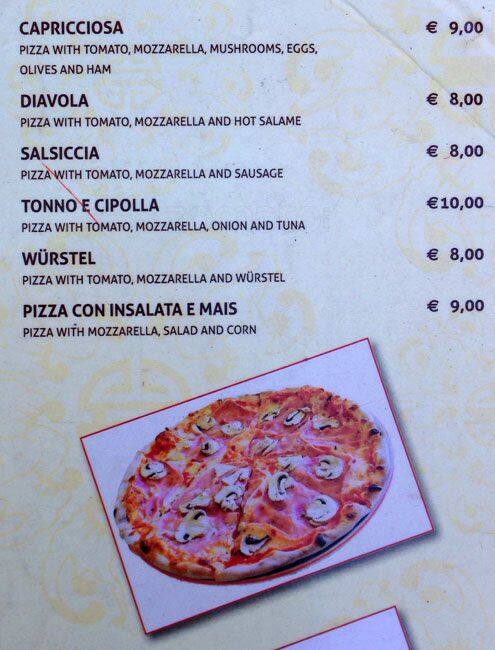 Menu di Nuova Cavour 