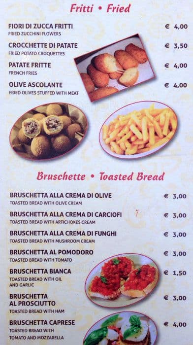Menu di Nuova Cavour 