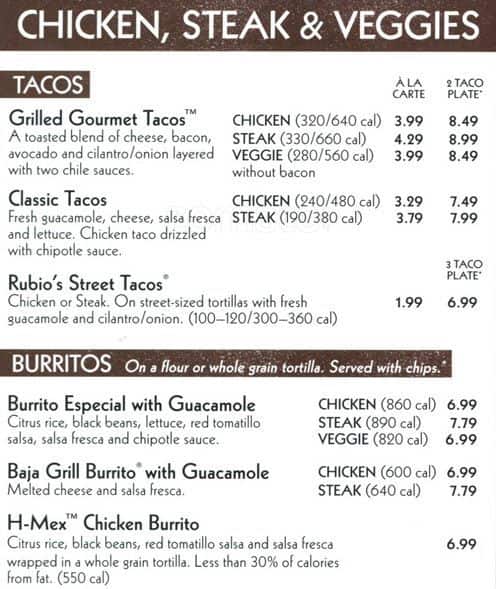 Rubio S Coastal Grill Menu Nutrition | Besto Blog