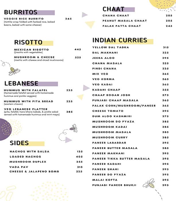 Menu of Honey Pie, Model Town, Panipat