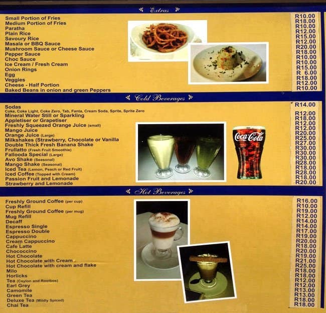Atlantic Express Train Restaurant menu