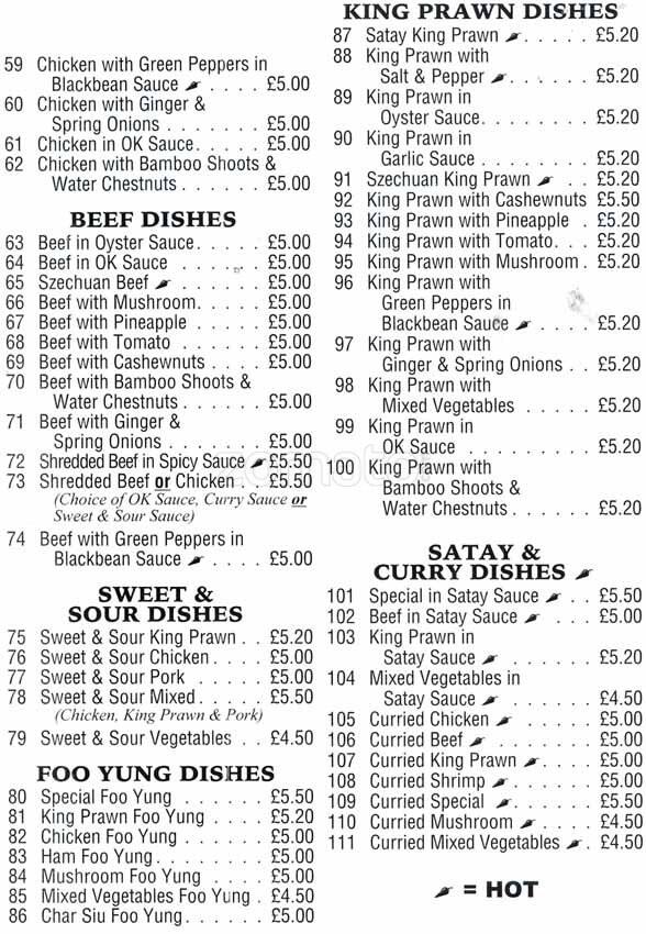 Hong Dragon menu