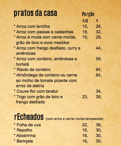 Bar do Elias cardápio