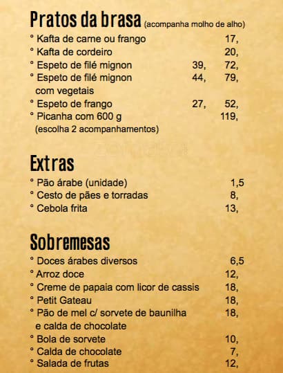 Bar do Elias cardápio