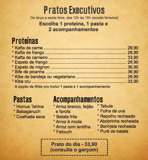 Bar do Elias cardápio