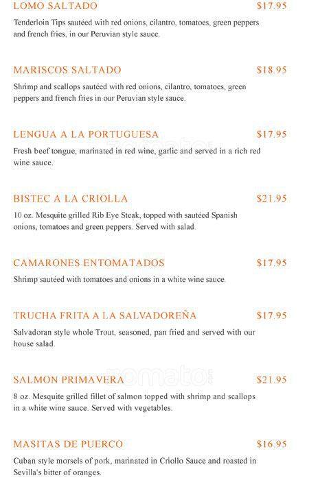 Menu at Azucar Restaurant Bar & Grill, Wheaton-Glenmont