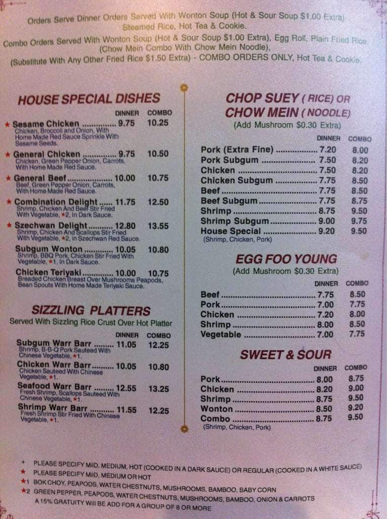 Menu at Canton China Restaurant, Canton, Sheldon Rd
