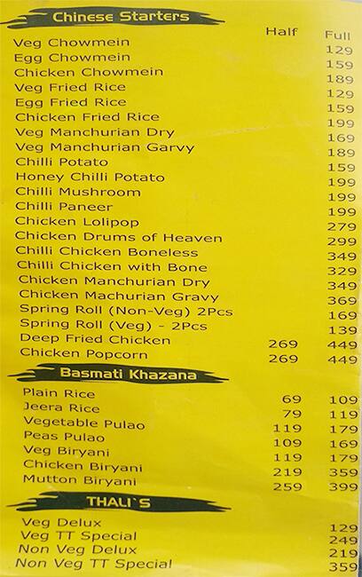 Tawa N Tandoor menu