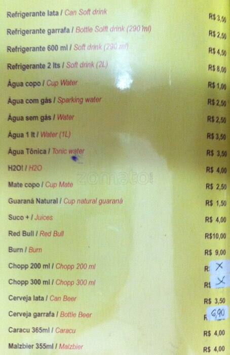 Boteco do Beco cardápio