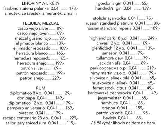 Menu at Comedor restaurant, Ostrava Menu at Comedor restaurant, Ostrava