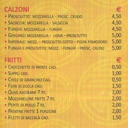 Menu di Pizza Più 