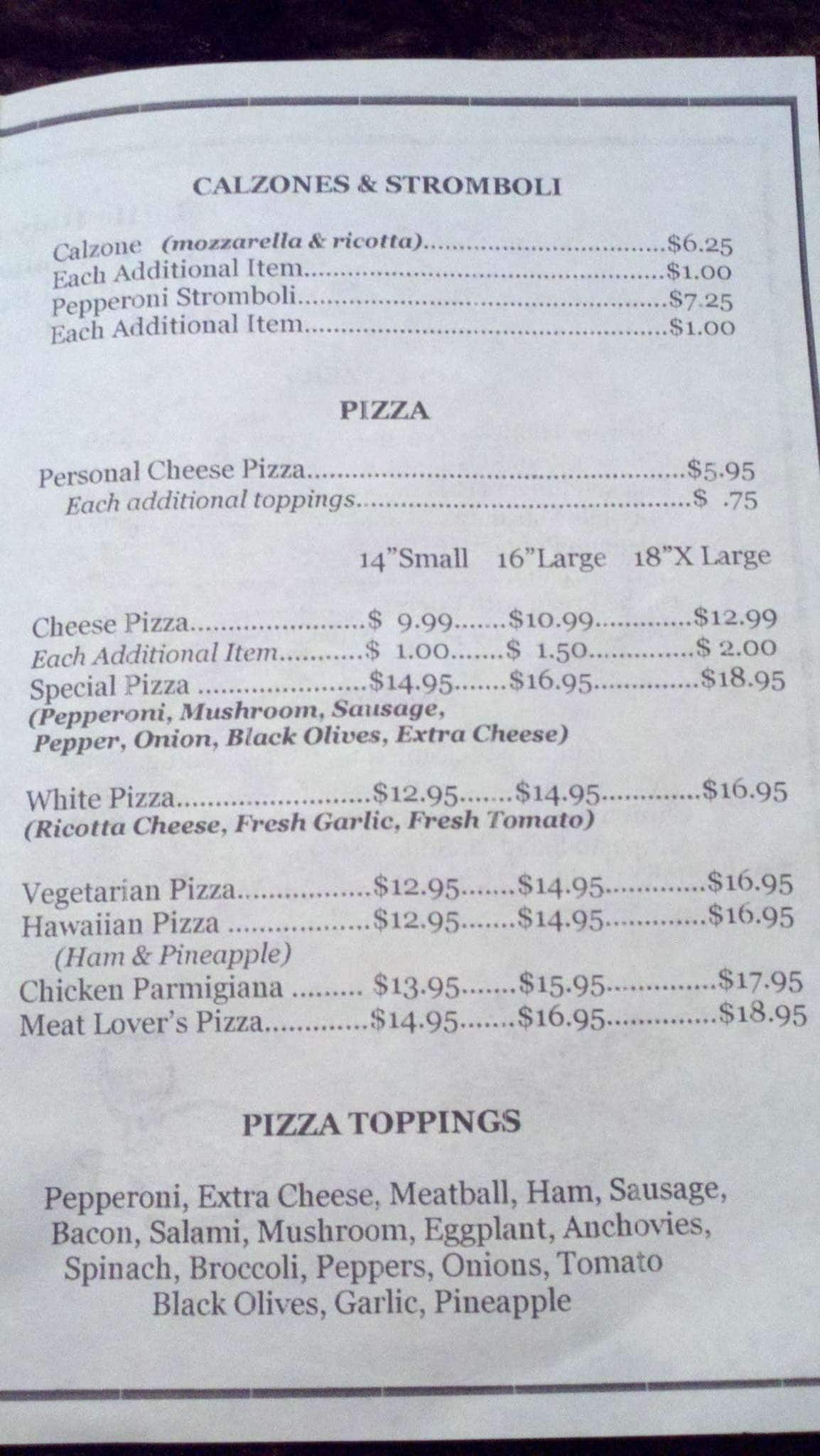 Menu at Little Italy Pizza & Pasta pizzeria, Ormond Beach
