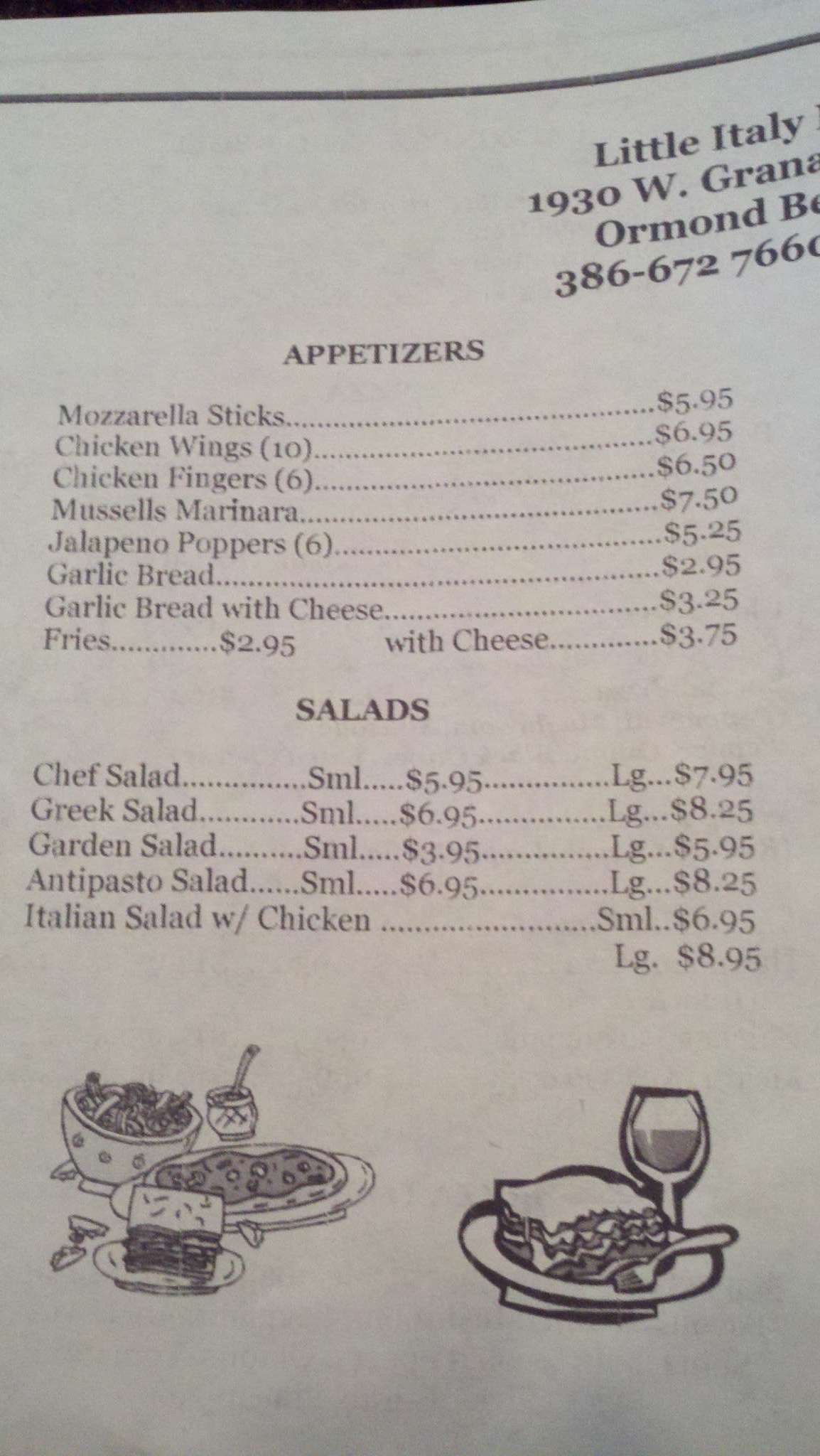 Menu at Little Italy Pizza & Pasta pizzeria, Ormond Beach
