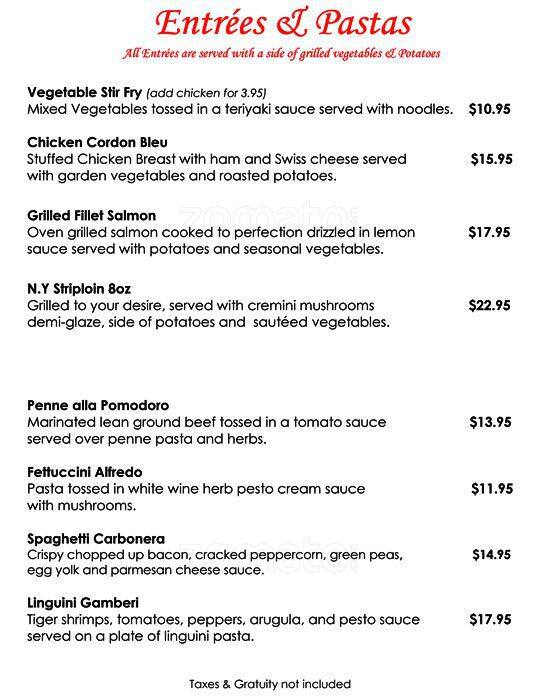 Menu at Pomodoro Ristorante restaurant, Oakville, 374 South Service Rd E