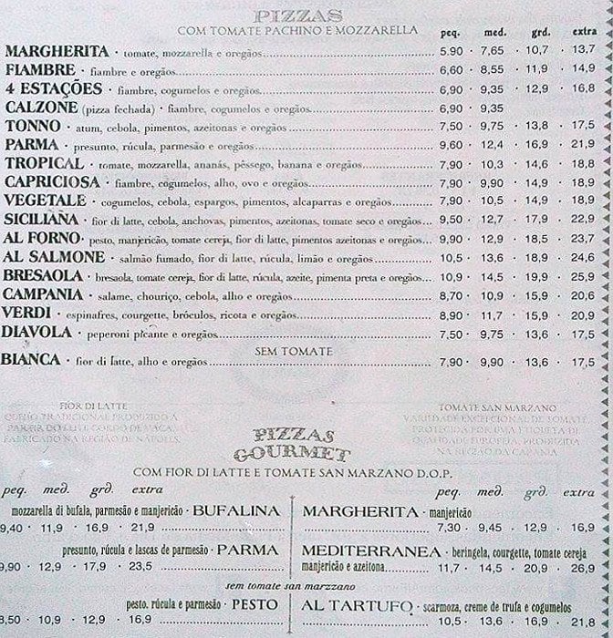 Pizzaria Al Forno Menu, Menu de Pizzaria Al Forno, Leça da Palmeira