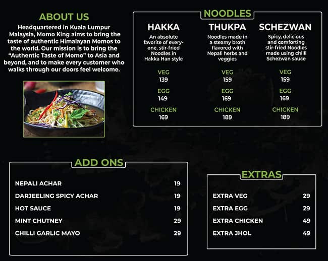 Momo Queen menu