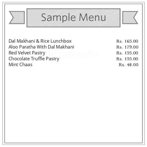 Menu of Pure Veg Meals By Lunchbox, Linking Road, Bandra West, Mumbai