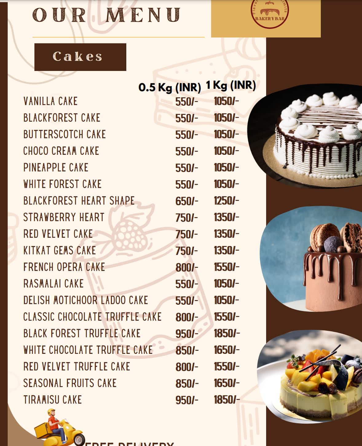 Menu of Bakery Bar, Sector 33, Gurgaon