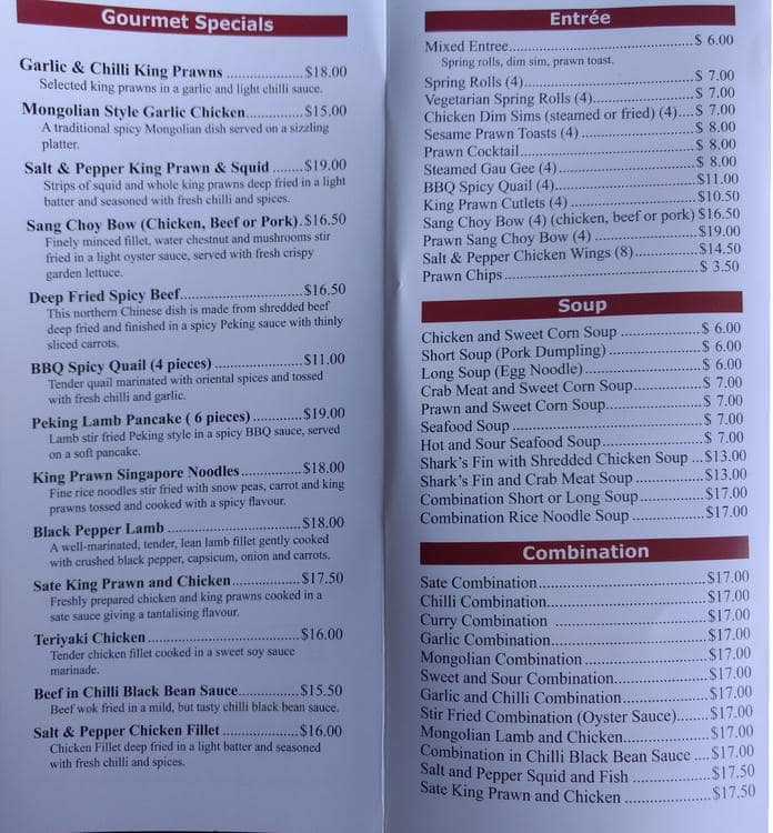 harmony steakhouse menu