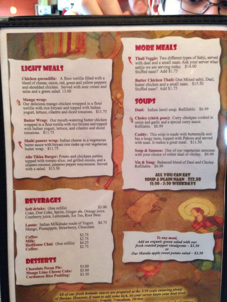 Menu at Hot House restaurant, Terrace