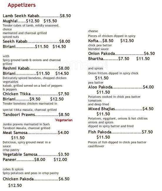 New Indian Cuisine Menu Menu For New Indian Cuisine Willow