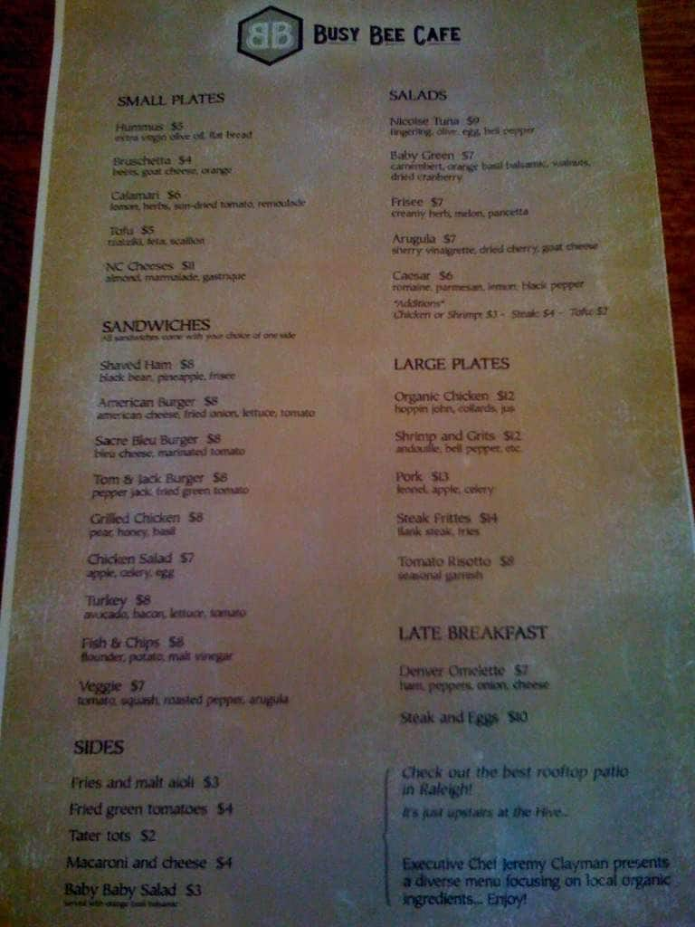 Busy Bee Cafe Menu, Menu for Busy Bee Cafe, Inside the Beltline ...