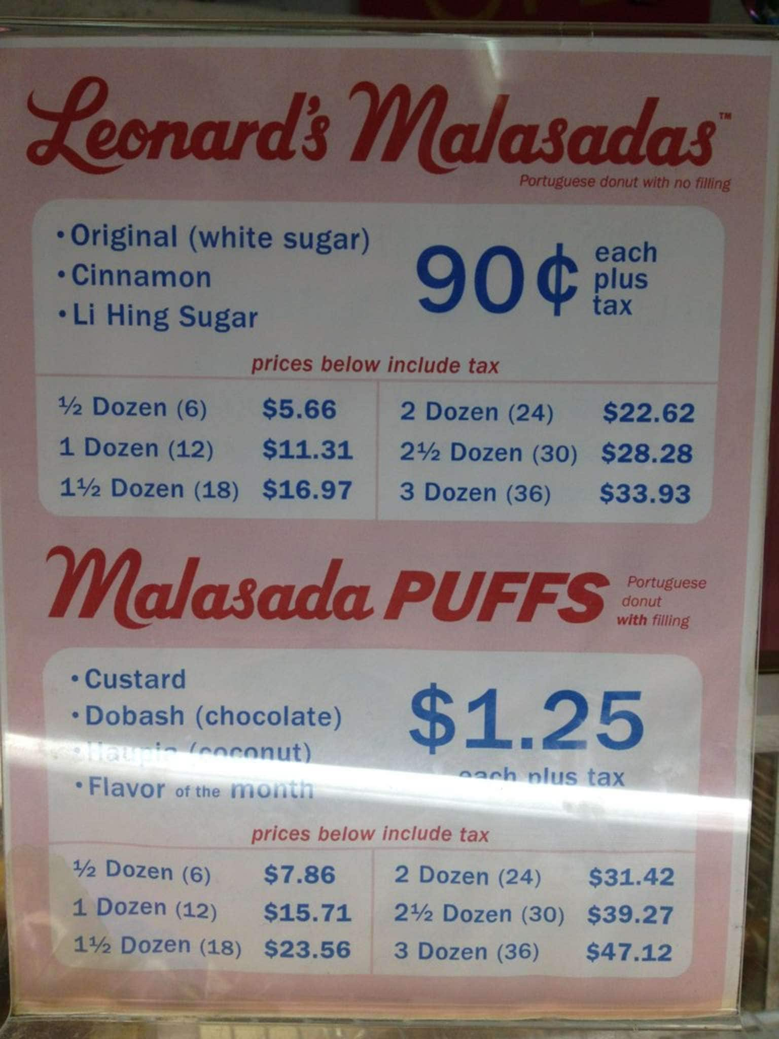 Leonard's Bakery Menu, Menu for Leonard's Bakery, Kaimuki, Rest of ...