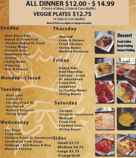 Honey's Menu, Menu for Honey's, Greater Grand Crossing, Chicago