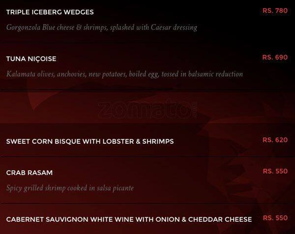 Red Snapper menu