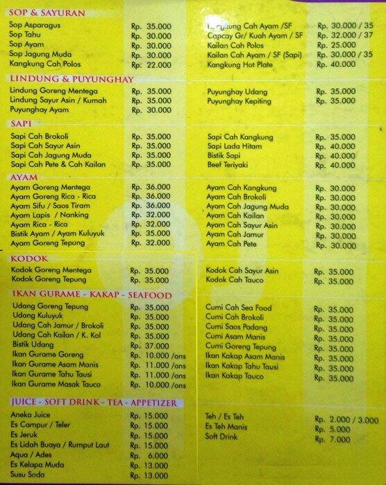 Rumah Makan Otista Jaya Menu, Menu untuk Rumah Makan 