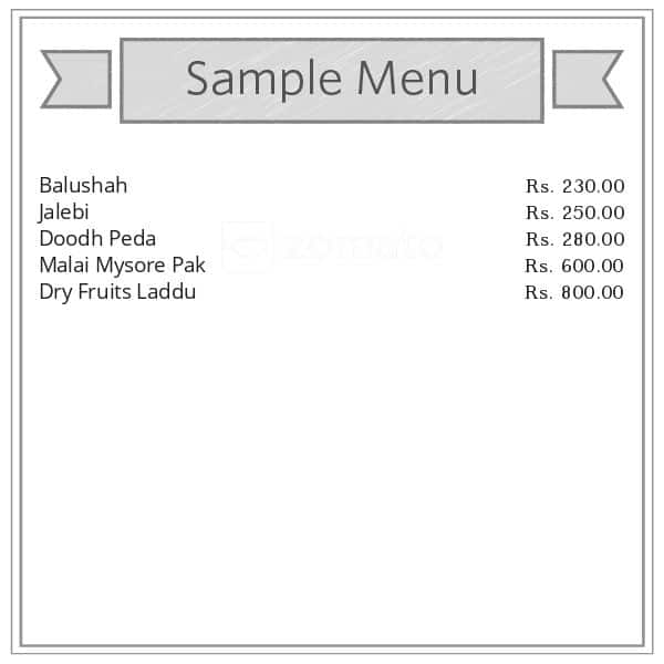 B Konda Reddy Pure Ghee Sweets menu