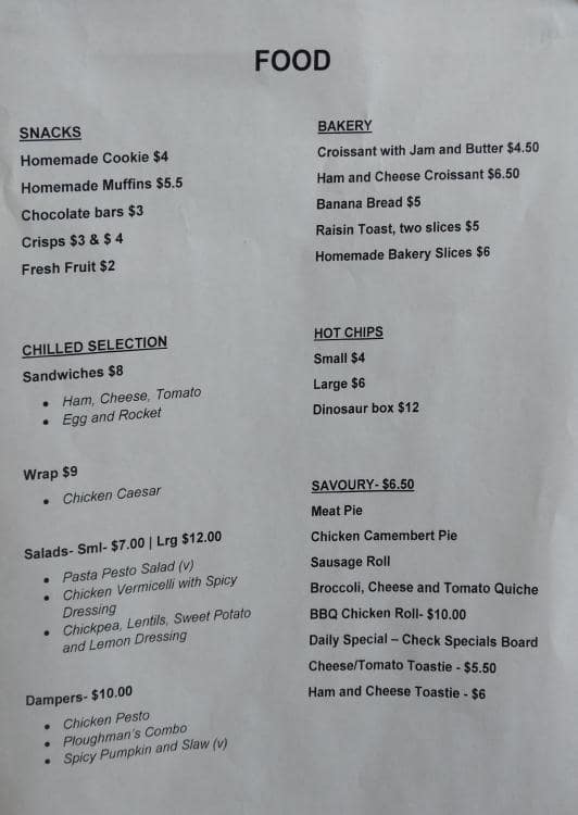 Menu at Collectors Cafe, South Brisbane, Queensland Museum Stanley Place