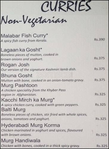 Mirchi Restaurant menu
