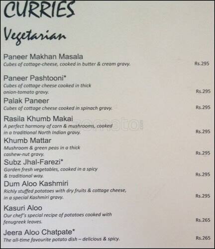 Mirchi Restaurant menu
