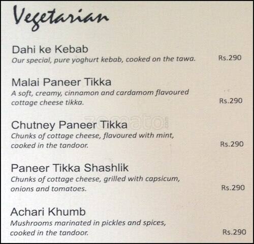 Mirchi Restaurant menu