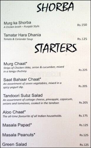 Mirchi Restaurant menu