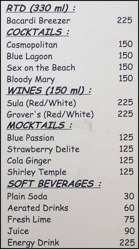 Mirchi Restaurant menu