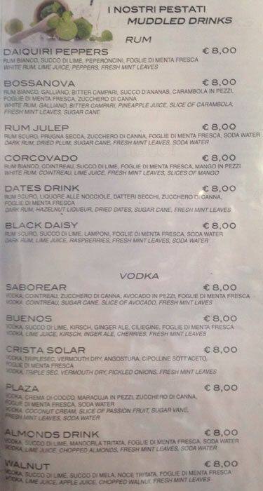 Menu di Negresco 