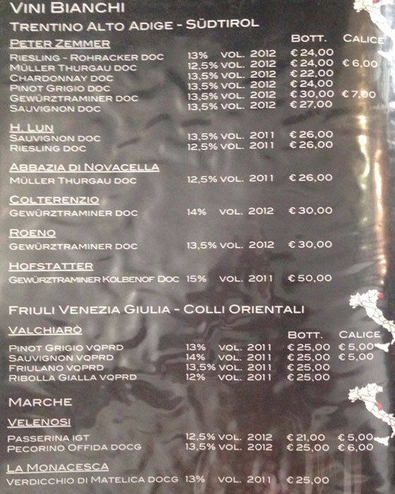 Menu di Negresco 