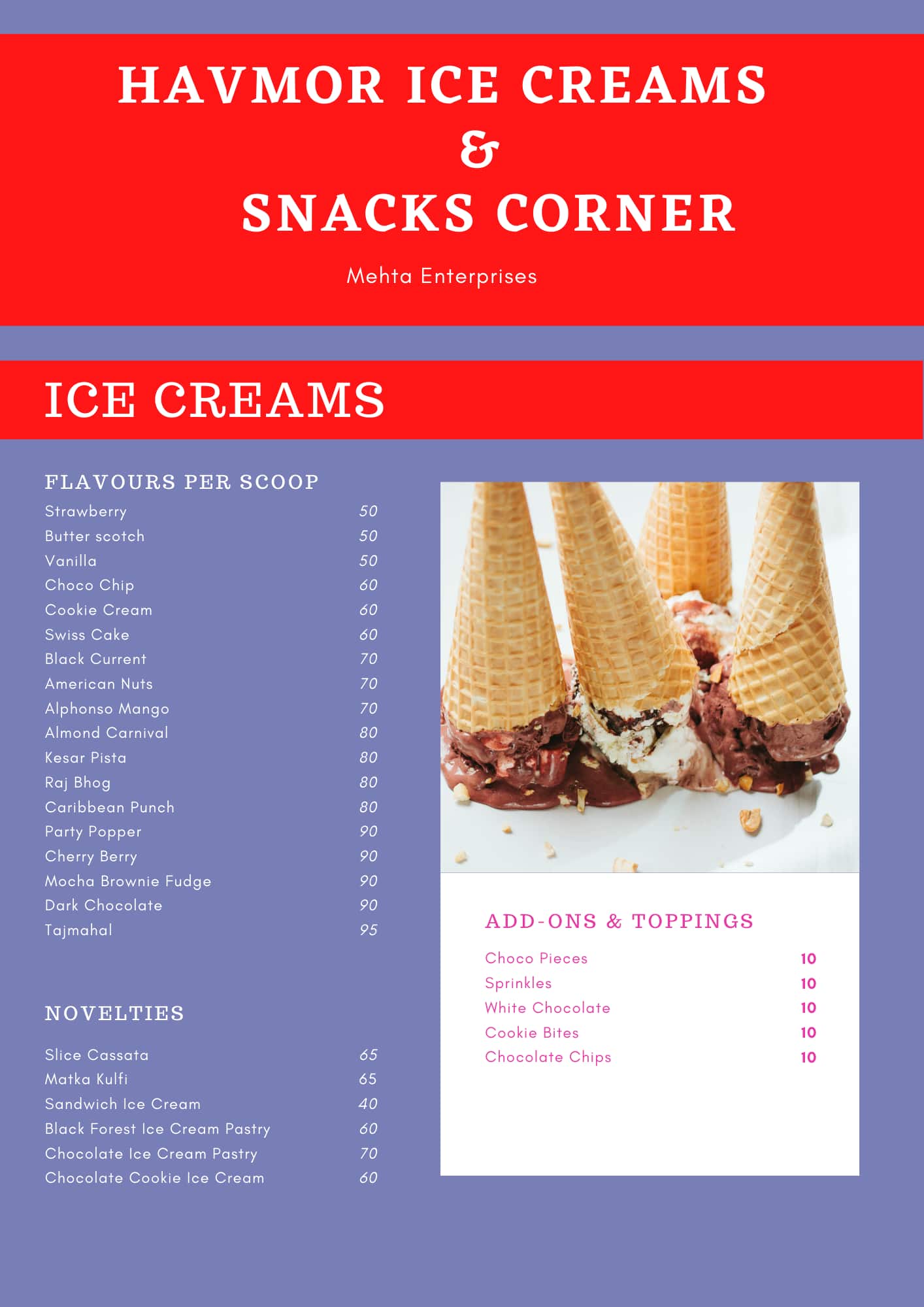 Havmor Havfunn menu