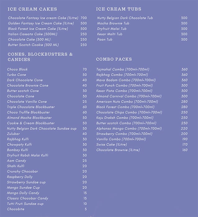 Havmor Havfunn menu