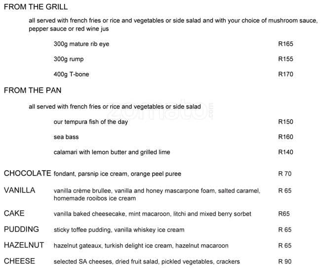 Menu At Radisson Blu Gautrain Hotel Sandton Johannesburg Sandton 1910