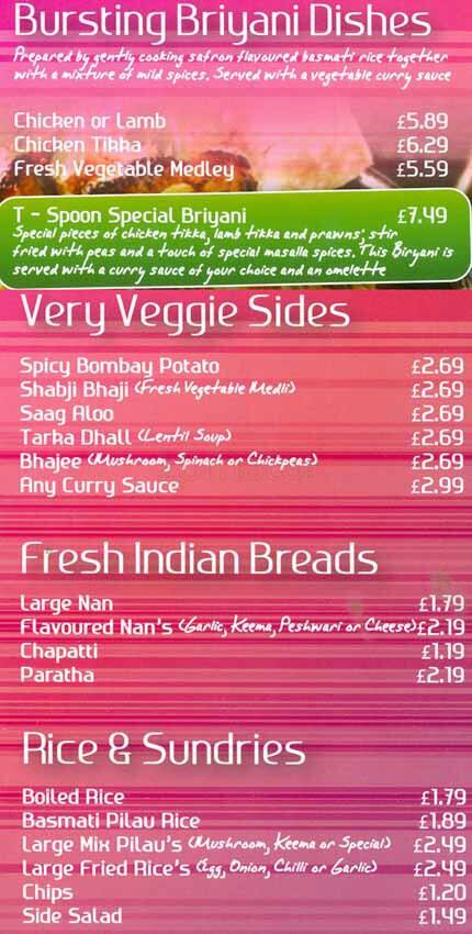 T Spoon menu