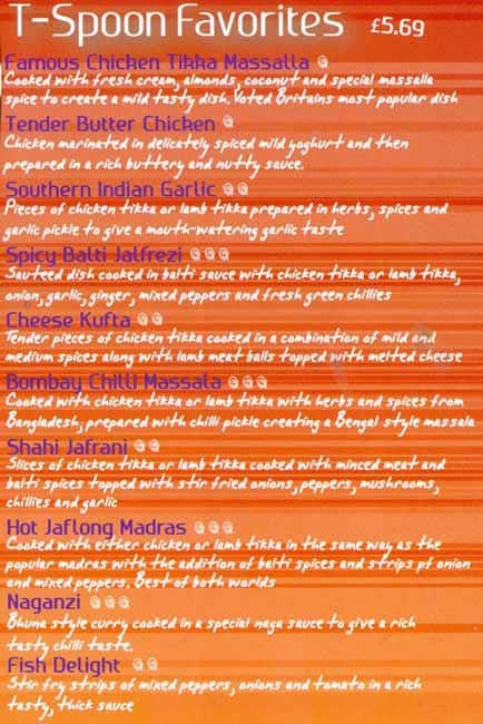 T Spoon menu