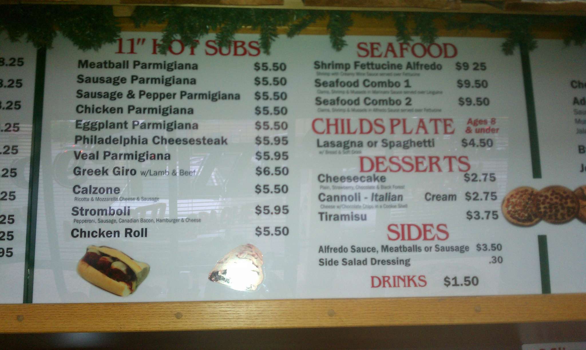 Menu at Joe's Pizza pizzeria, Abilene