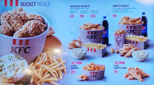 KFC Menu In UAE